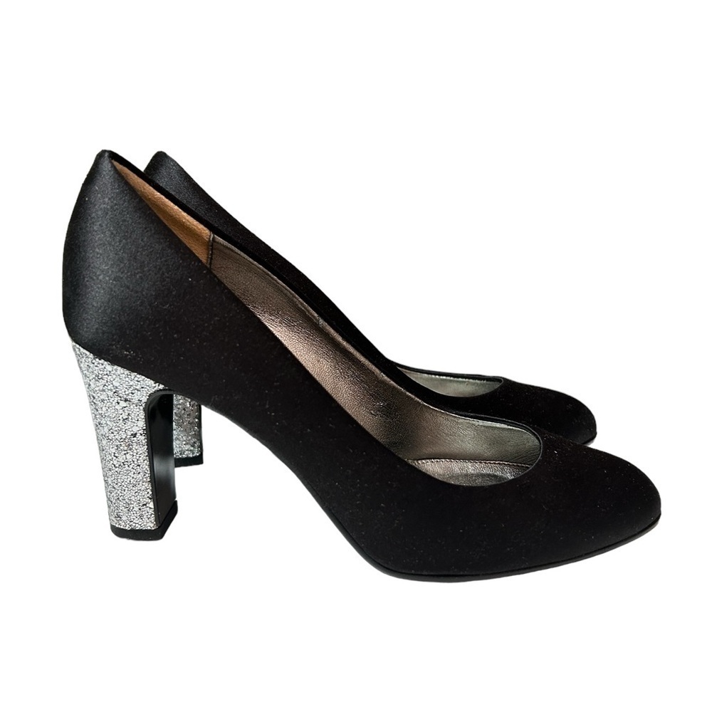 J. Crew Women’s Black Heel With Silver Glitter Heels Size 6